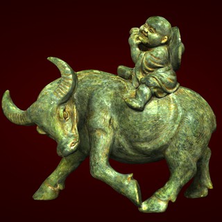 Tượng trâu mục đồng - Tượng trang trí - Quà tặng cho người nước ngoài - cv 036