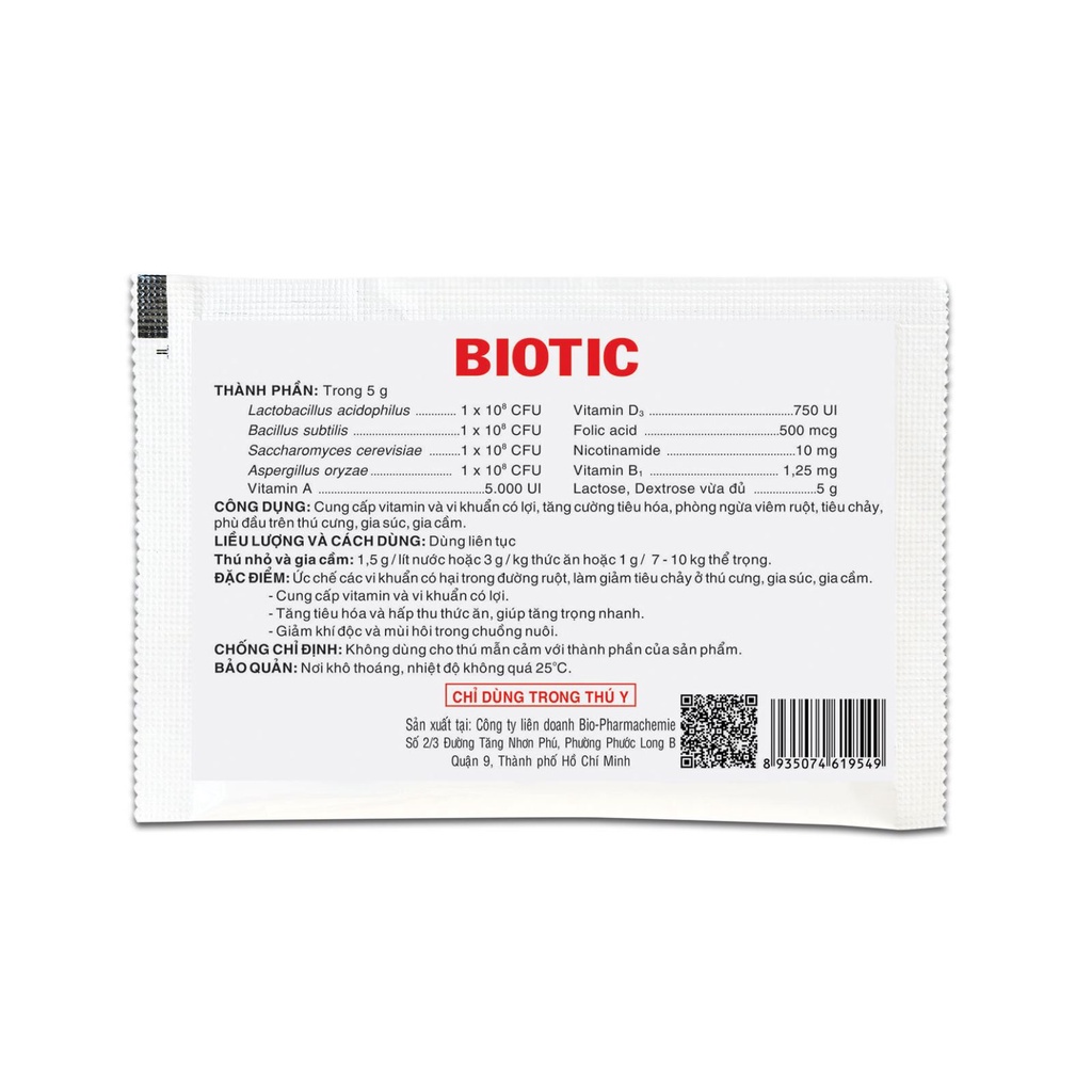Men tiêu hóa Biotic cho chó mèo gói 5g