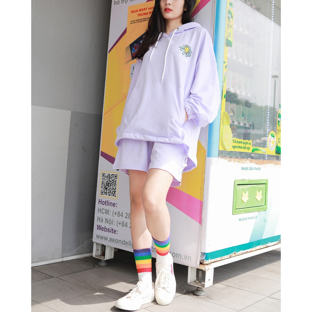 Áo Hoodie No Smile - Phía Trước Và Sau In Hình Sắc Nét - Chất Vải Nỉ Da Cá - Form Oversized Rộng Thoải Mái - Màu Tím