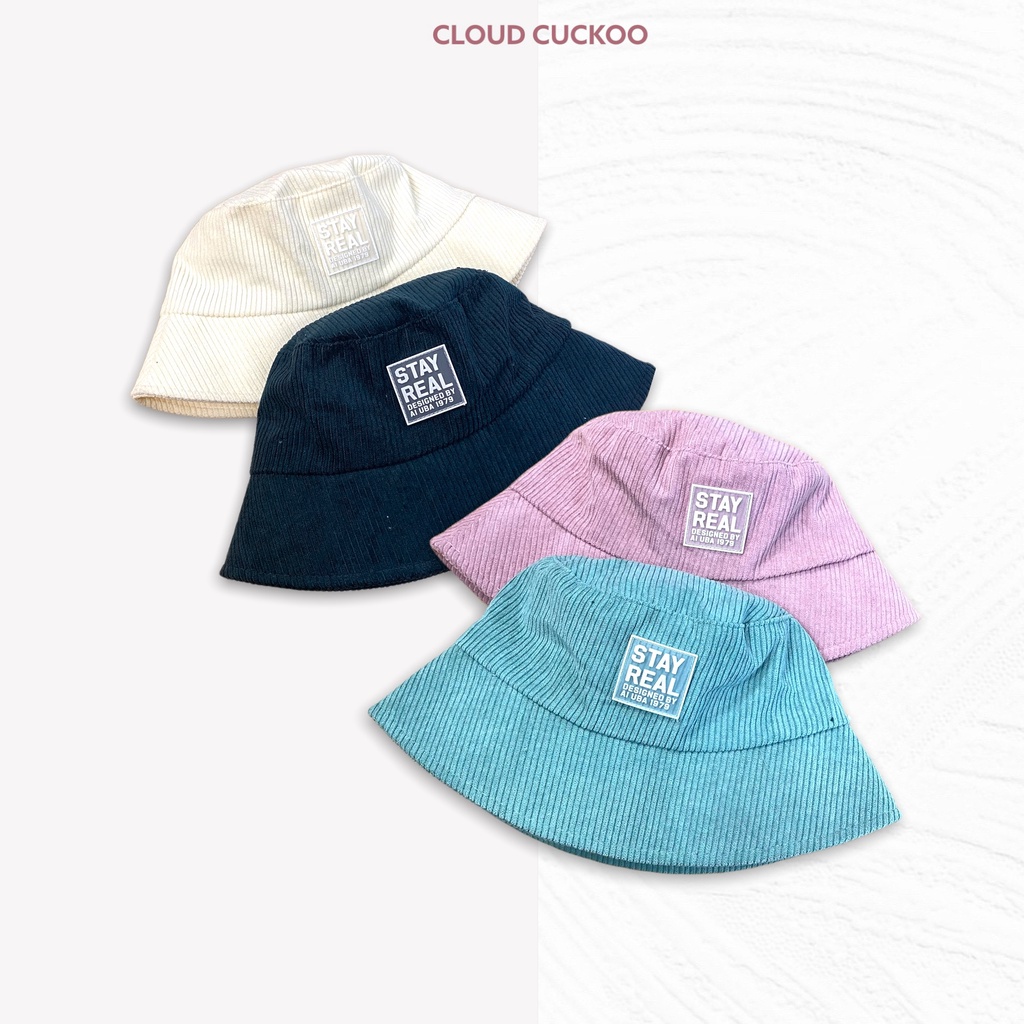 Mũ Bucket Hat Xô Chất Nhung Tăm Logo Stay Thời Trang - Mã Số: MBK04086
