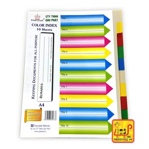 Bìa phân trang giấy 10 số