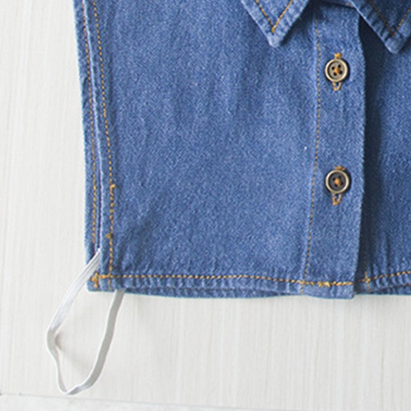 Xiangbao Áo Sơ Mi Denim Giả Cổ Bẻ Cài Nút Có Thể Tháo Rời Trang Trí Giản Dị Cho Nam Và Nữ