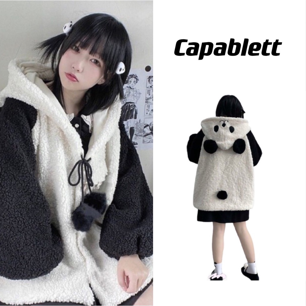 Harajuku Cartoon Panda Design Áo khoác dài tay cho nữ
