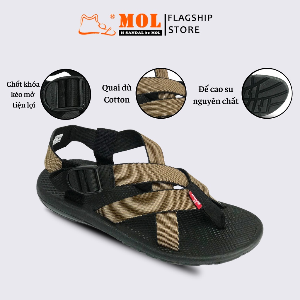 Giày Sandal Nam Hiệu Rova Siêu Bền Quai Chéo Đế Cao Su Quai Dù Đi Học Đi Làm Đi du Lịch Màu Nâu Mã RV133