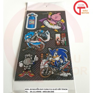 TẤM TEM HÌNH ẢNH MABƯ HỒNG DỄ THƯƠNG, VÀ SONIC DÁN TRANG TRÍ XE MÁY