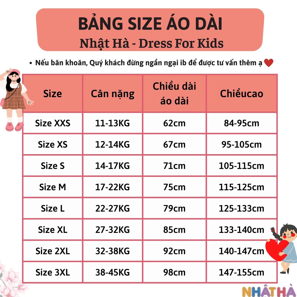 Áo dài cách tân cho bé gái NHẬT HÀ thêu hoa sen mặc tết cực xinh size đại từ 10-45kg
