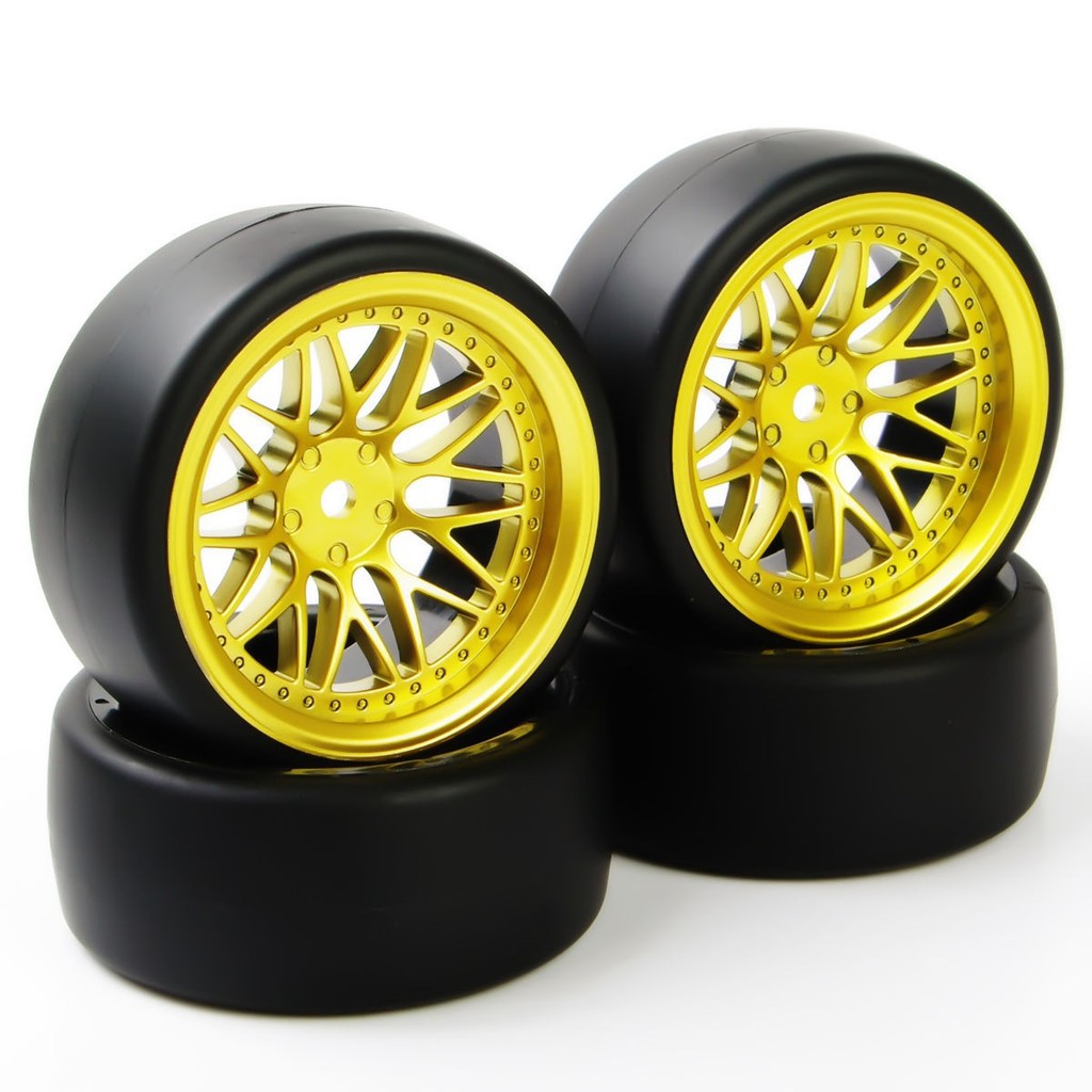 Set 4 bánh xe thay thế cho xe ô tô đồ chơi tỉ lệ 1:10 chất lượng cao