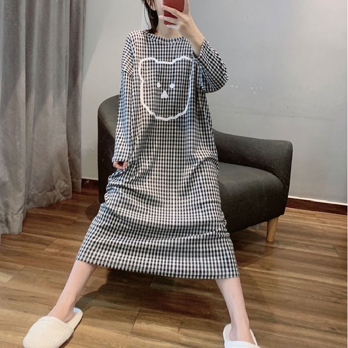 Đầm ngủ dài tay họa tiết hoạt hình xinh xắn theo phong cách hàn quốc | BigBuy360 - bigbuy360.vn