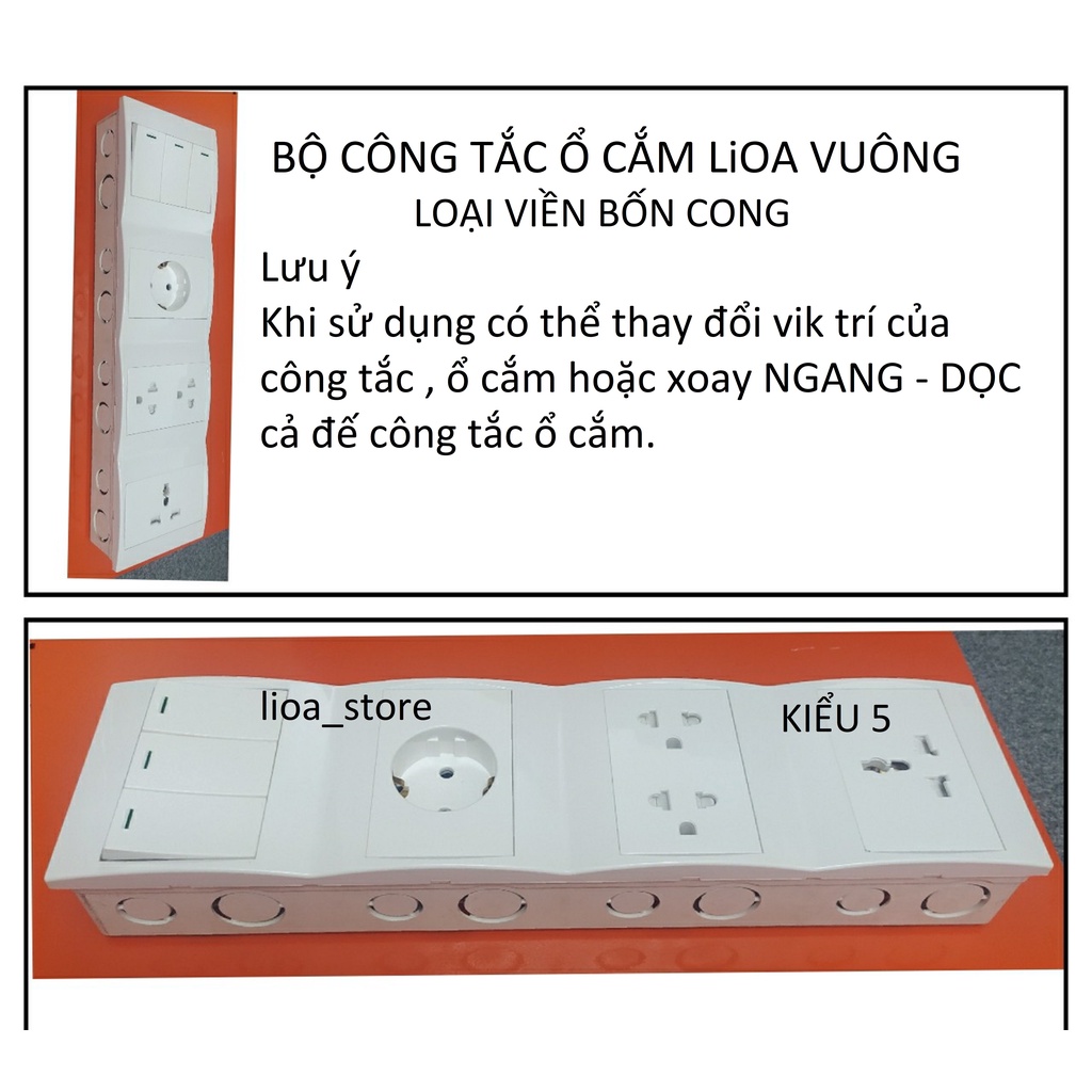 BỘ CÔNG TẮC Ổ CẮM LiOA - LOẠI VIỀN BỐN LẮP CHÌM.