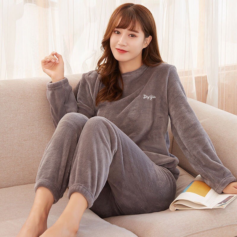 Bộ Nỉ Nhung Dài Tay Mặc Nhà Siêu Mềm Mịn Sễ Thương, Bộ Đồ Thu Đông Mặc Nhà