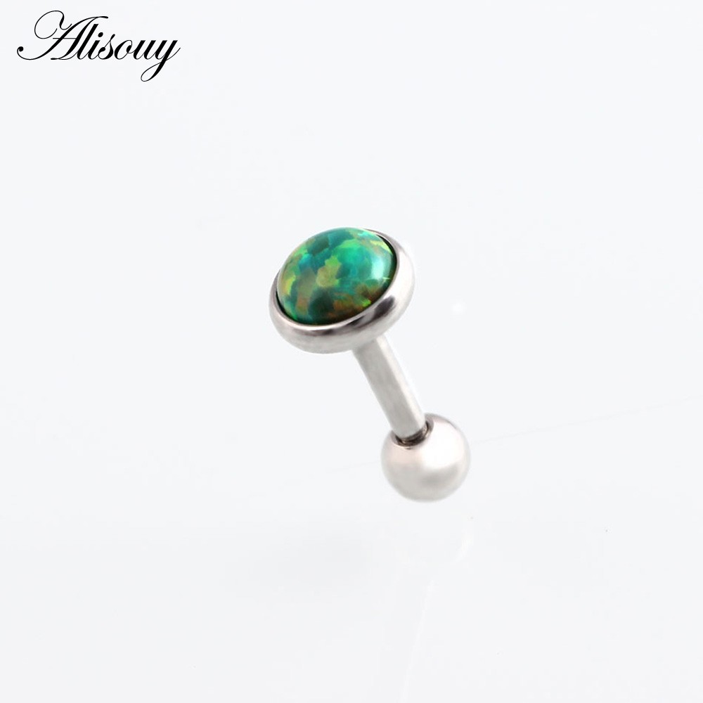 Alisouy 1 Khuyên Xỏ Cơ Thể Bằng Đá opal Thời Trang 3mm 4mm 5mm
