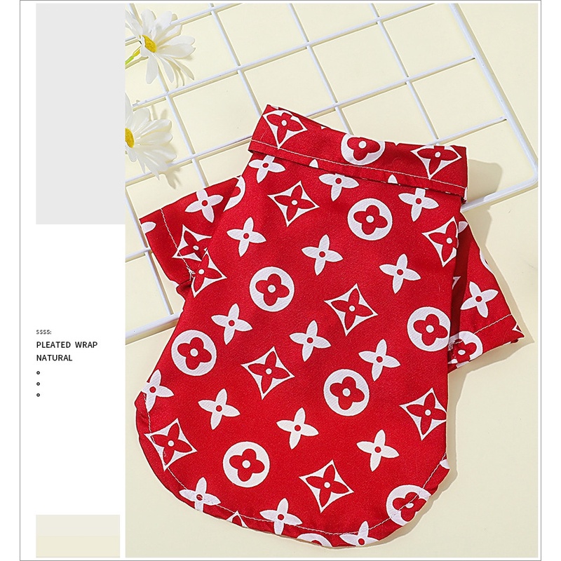 Áo sơ mi đỏ hoạ tiết sang chảnh cho chó mèo