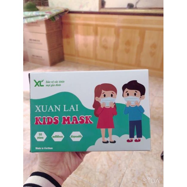 1 HỘP 50 CHIẾC KHẨU TRANG TRẺ EM 3 LỚP KHÁNG KHUẨN CHUẨN XUÂN LAI XL MASK