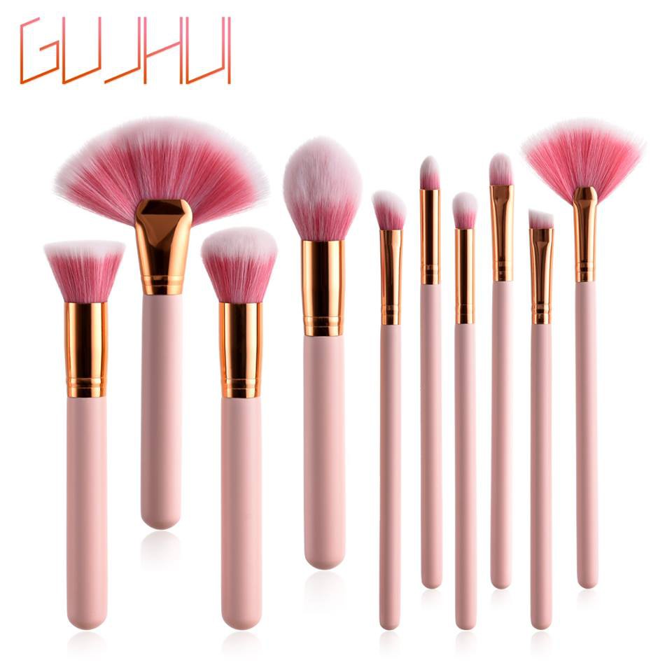 Bộ Cọ, Set Cọ Trang Điểm Cá Nhân Có 10 Cây Màu Hồng Lông Siêu Mịn Cao Cấp