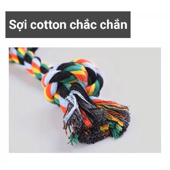 Dây bện hình xương nhiều màu chất liệu cotton bền đẹp giảm stress và sạch răng cho chó mèo