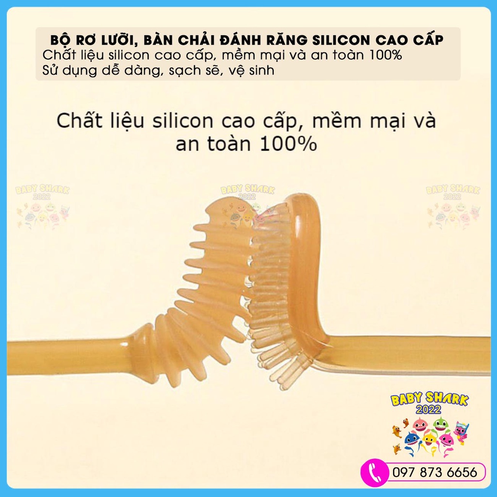 Set rơ lưỡi, tưa lưỡi và bàn chải đánh răng silicon cao cấp Kichilachi cho bé từ 0 - 18 tháng