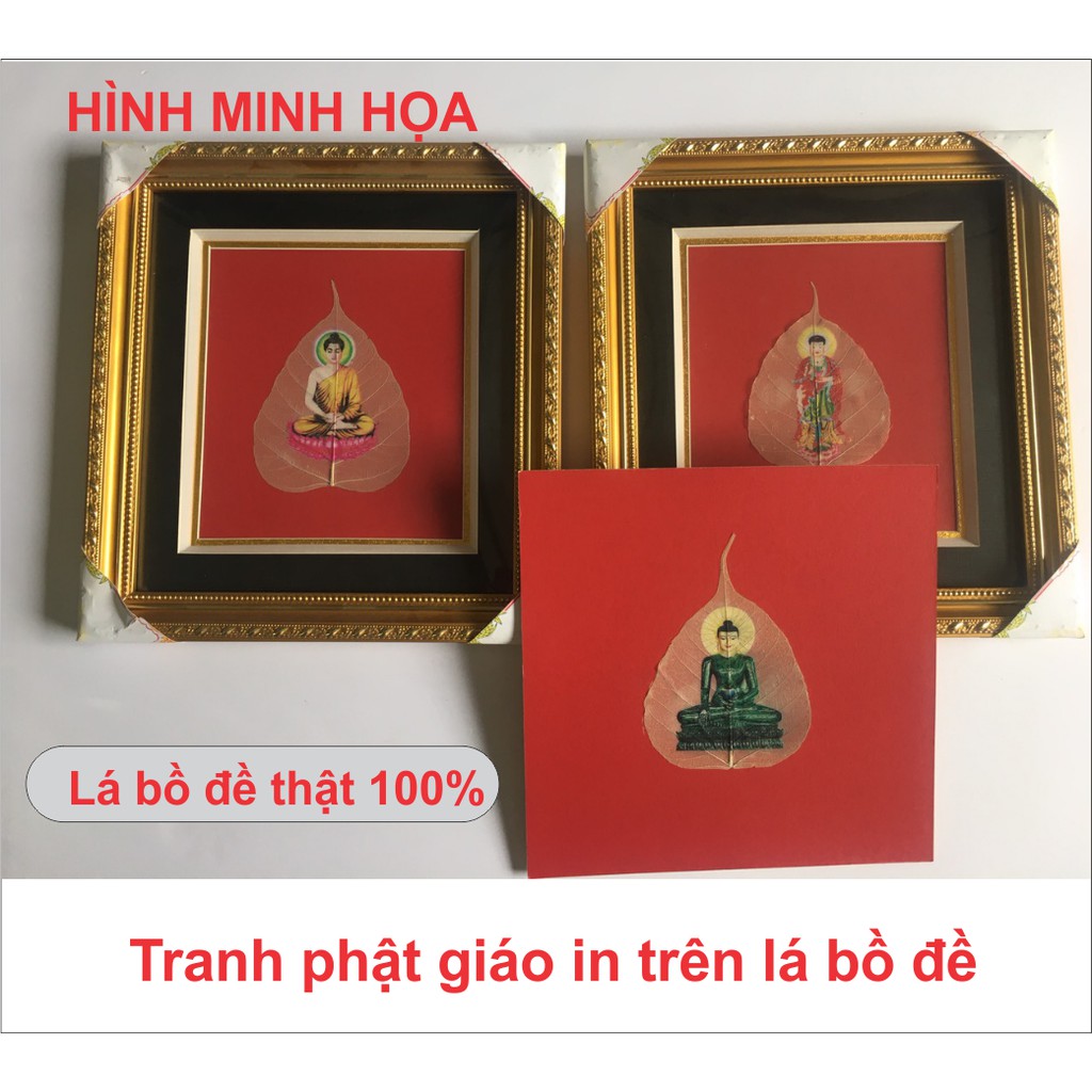 Lá bồ đề 100% tự nhiên in hình phật có khung nhiều mẫu sp cao cấp BH12T