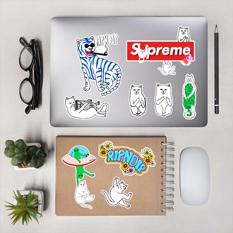 Sticker Mèo Ripndip Chống Thấm Nước Cắt Sẵn | STK114 | Hình Dán Trang Trí Mũ Bảo Hiểm Laptop Điện Thoại Bình Nước Đẹp