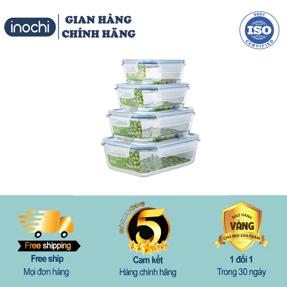 Hộp Thuỷ Tinh Đựng Thực Phẩm Nikko INOCHI Đựng Đồ Ăn Thức Ăn Bảo Quản Thực Phẩm TTCN-370