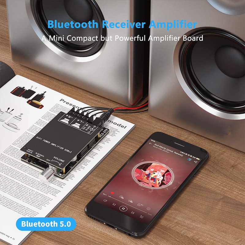 Bảng Mạch Khuếch Đại Âm Thanh ZK-502C Bluetooth 5.0 2 Kênh 3.5mm AUX Không Dây Chất Lượng Cao