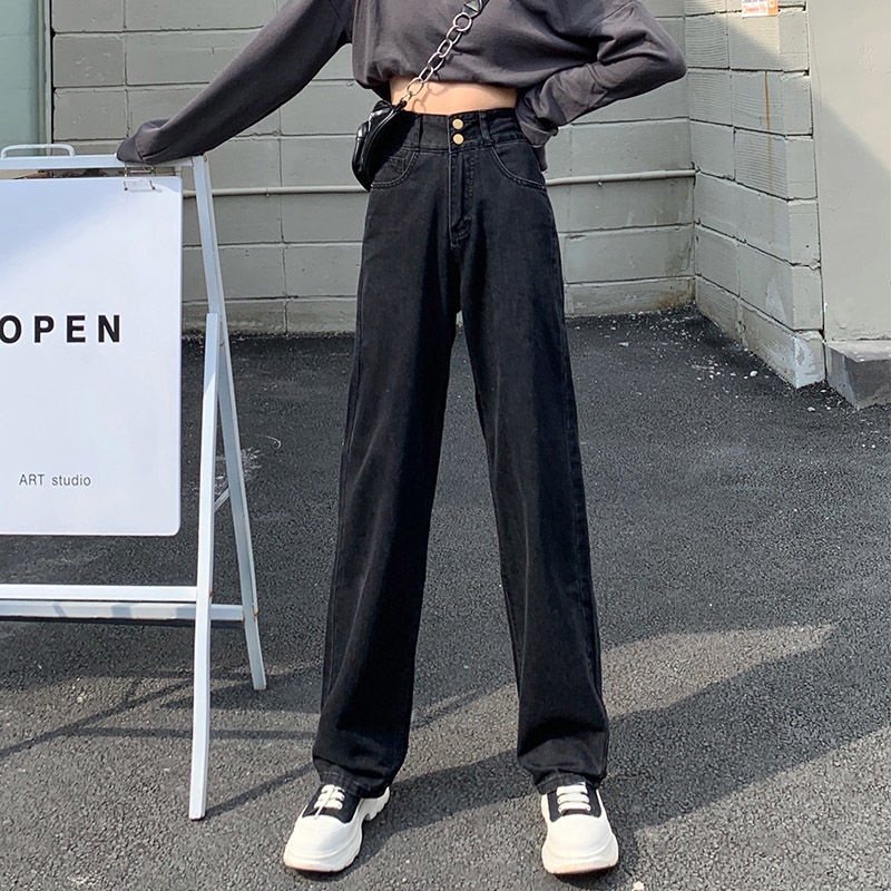 IELGY   Quần Jean Dài Dáng Rộng Thiết Kế Dễ Phối Đồ Thời Trang Cho Nữ