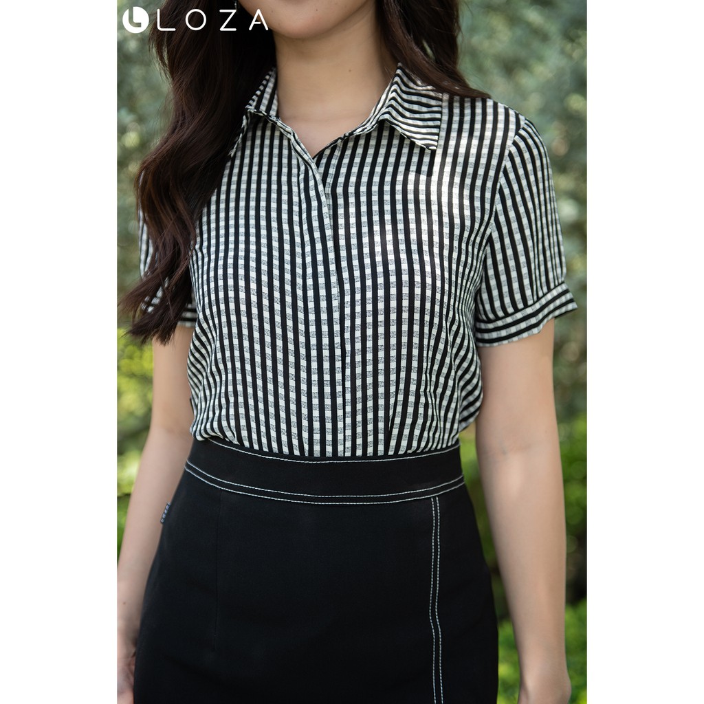 [Mã WAFAM22 hoàn 15% tối đa 50k xu đơn 150k] Áo sơ mi kẻ cổ đức cộc tay LOZA PS1001 | BigBuy360 - bigbuy360.vn