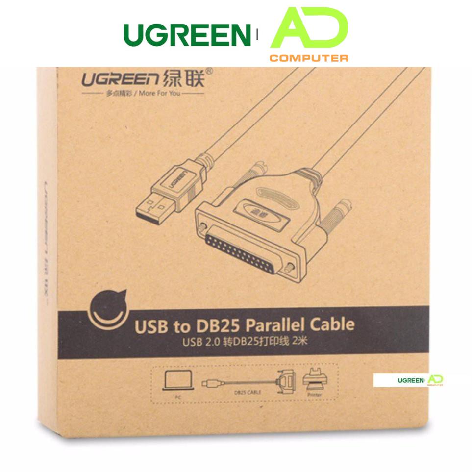 Dây máy in USB sang DB25 Parallet dài 1.8m UGREEN 20224 (Đen)