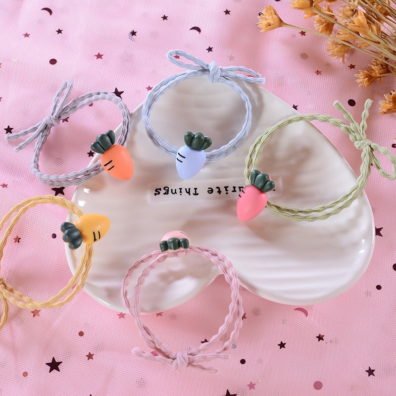 Dây Thun Buộc Tóc Đính Củ Cà Rốt Dễ Thương