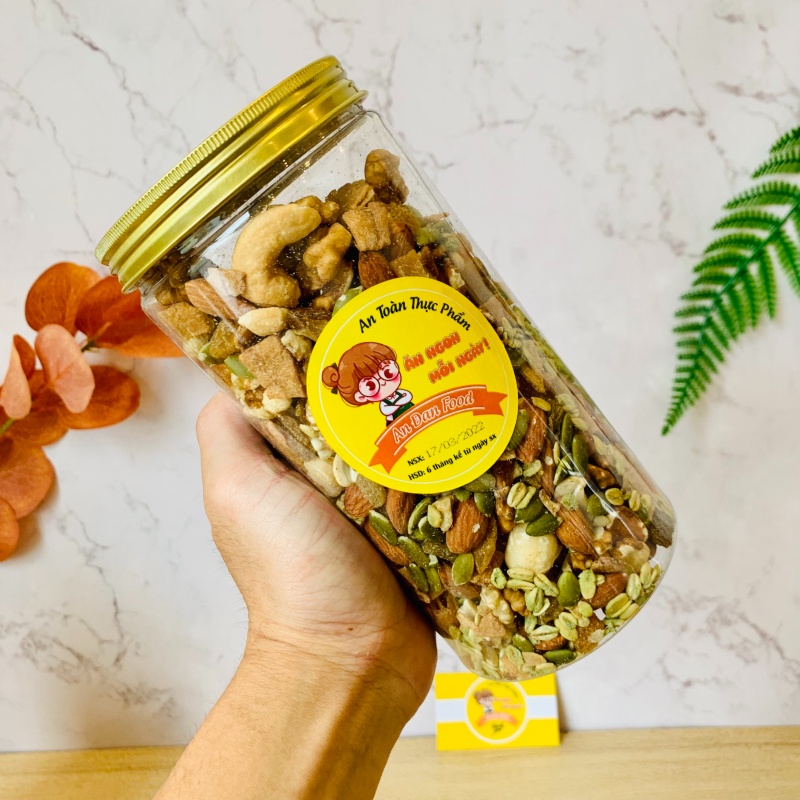 [Hàng Xuất Khẩu] Granola Siêu Hạt &amp; Quả - Hũ 500G Cao Cấp Ngũ Cốc Dinh Dưỡng Giảm Cân Ăn Kiêng Nguyên Chất Không Đường