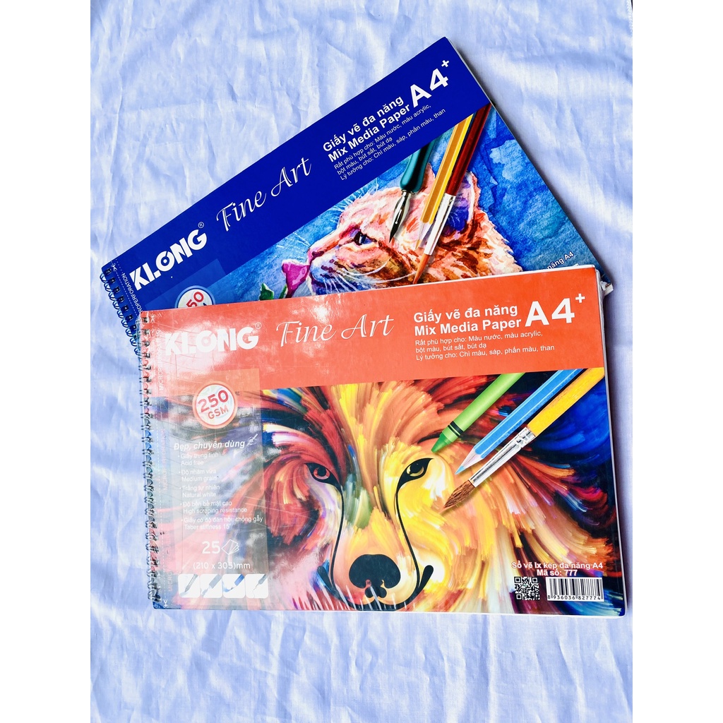 [Hàng xịn Klong MS 777] Sổ vẽ cao cấp A4+ 25 tờ 250GSM gáy lò xo chuyên nghiệp dành cho dân vẽ - VPP Thiên Ái