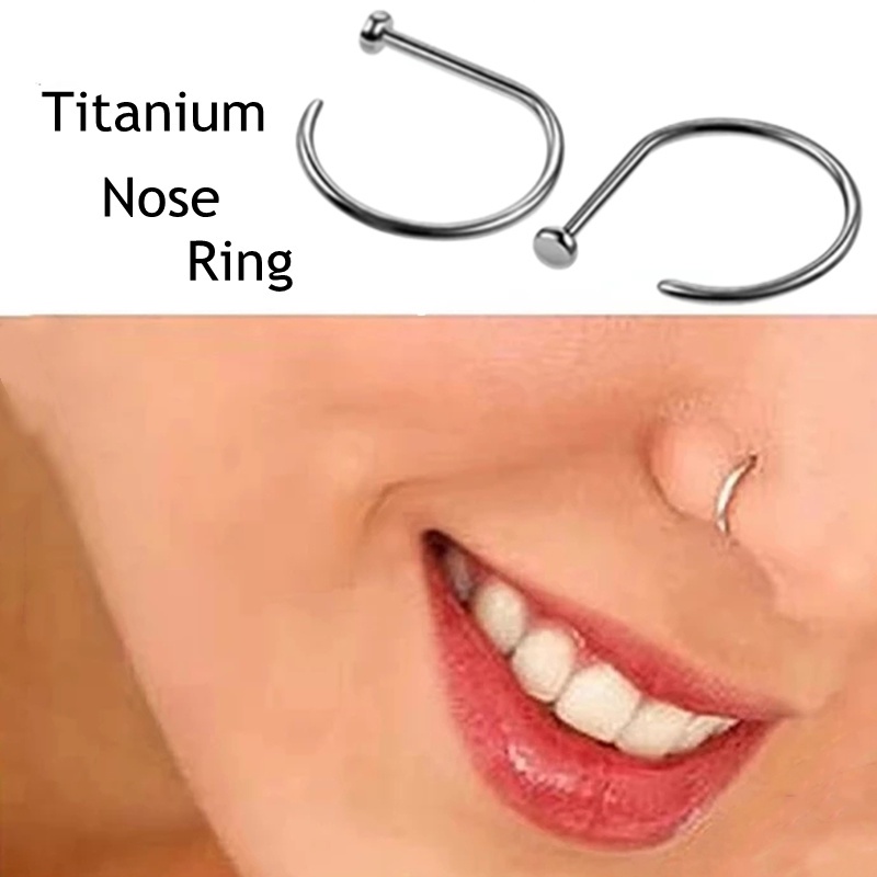 1 Khuyên Xỏ Mũi Hình Chữ D Bằng Titan Cá Tính