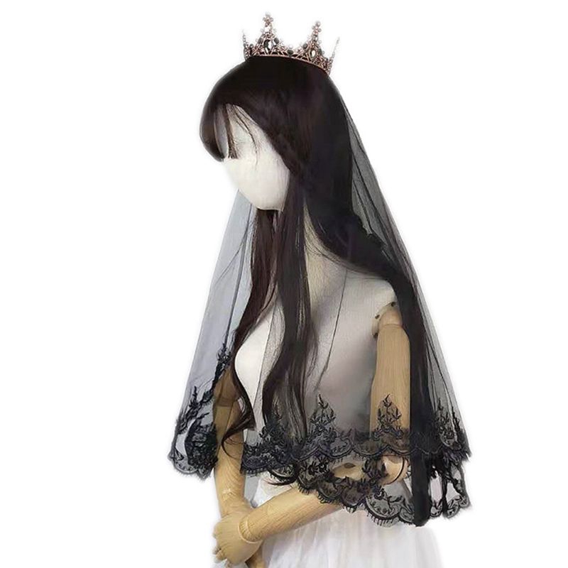 Khăn trùm đầu bằng ren họa tiết thêu hoa xinh xắn thời trang dành cho lễ hội hóa trang