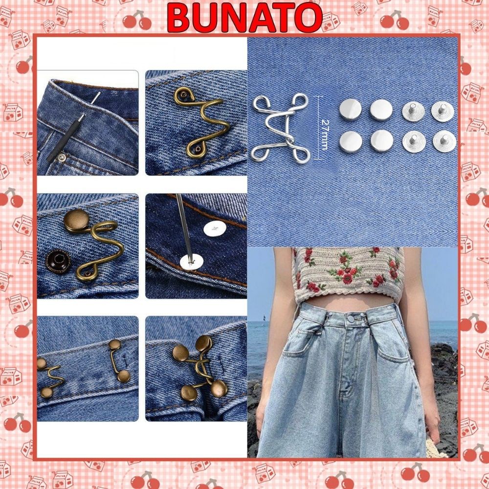 Nút cài điều chỉnh lưng quần Bunato hoa cúc siêu đẹp thời trang PK10