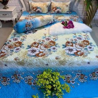 Chăn ga gối set 5 món trần bông chăn có khóa kéo lồng được ruột ga trải là ga phủ gối trần bông