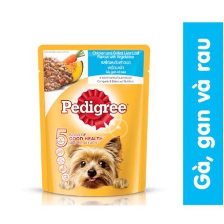 Pedigree Thức ăn cho chó lớn dạng sốt vị gà, gan nướng và rau 80g, pate cho chó lớn