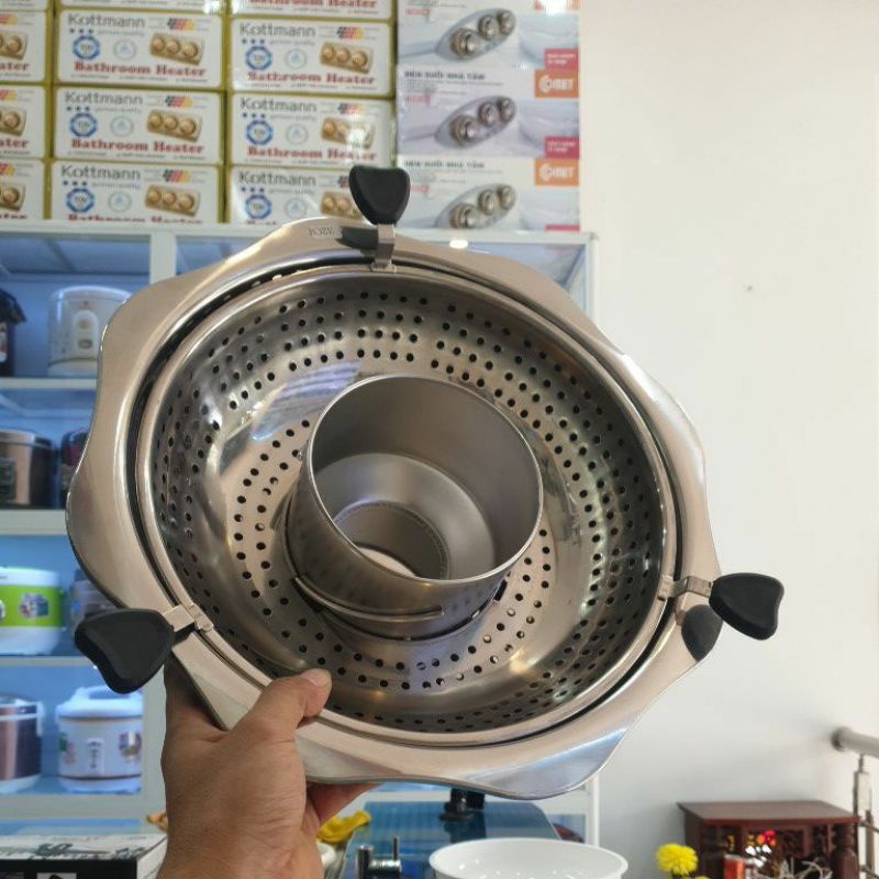Nồi nấu lẩu xoay nâng cao tiện dụng cao cấp inox