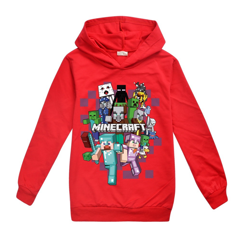 Áo Hoodie Dài Tay In Hình Game Minecraft Cho Bé Trai Từ 4-15 Tuổi