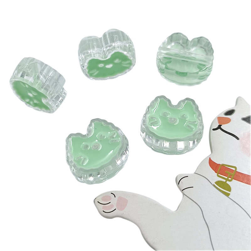 Set 5 Mặt Vòng cổ Hình Mèo Tráng Men Trong Suốt DIY