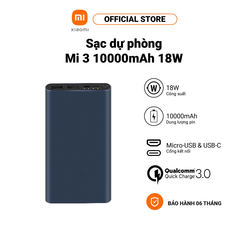 Pin sạc dự phòng Xiaomi 10000mAh Fast Charge Power Bank 3