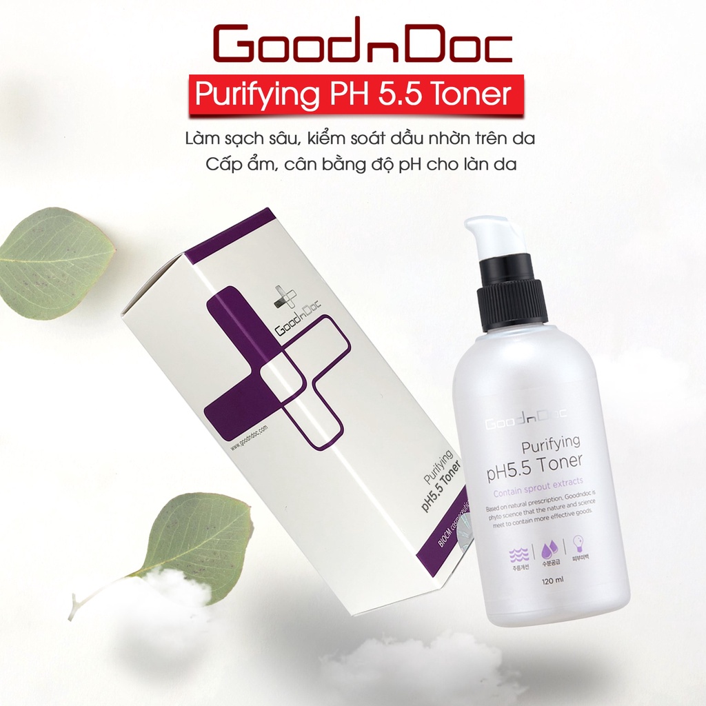 Nước Hoa Hồng GoodnDoc Cấp Ẩm Và Cân Bằng Da Purifying pH 5.5 Toner (120ml)