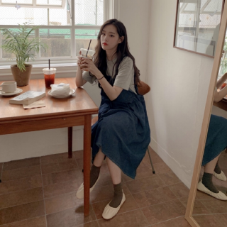 Đầm Denim Form dài