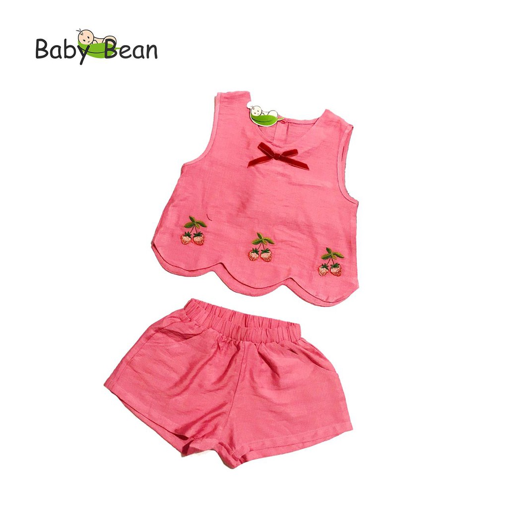 [MÃ THƯƠNG HIỆU YÊU THÍCH Voucher giảm 10%] Đồ Bộ Đũi Lai Lượn thêu Hoa bé gái BabyBean