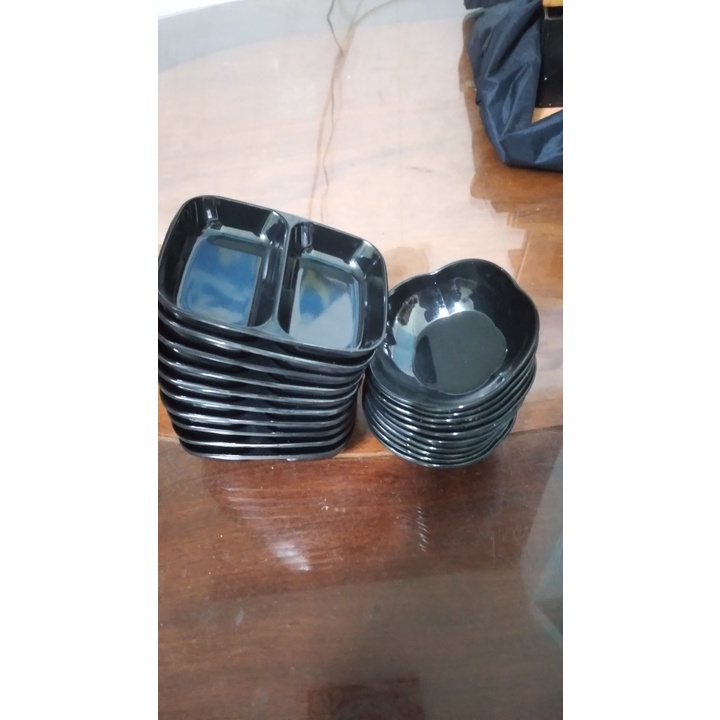Bộ 10 chén nước chấm đựng tương,ớt,tiêu nhựa Melamine màu đen nhiều Size