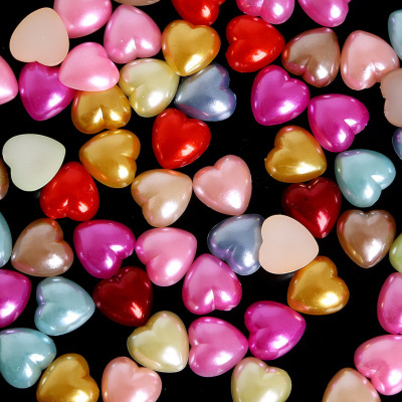 Ngọc trai giả hình trái tim kích thước 3 / 4 / 6 / 8 / 10 / 12mm