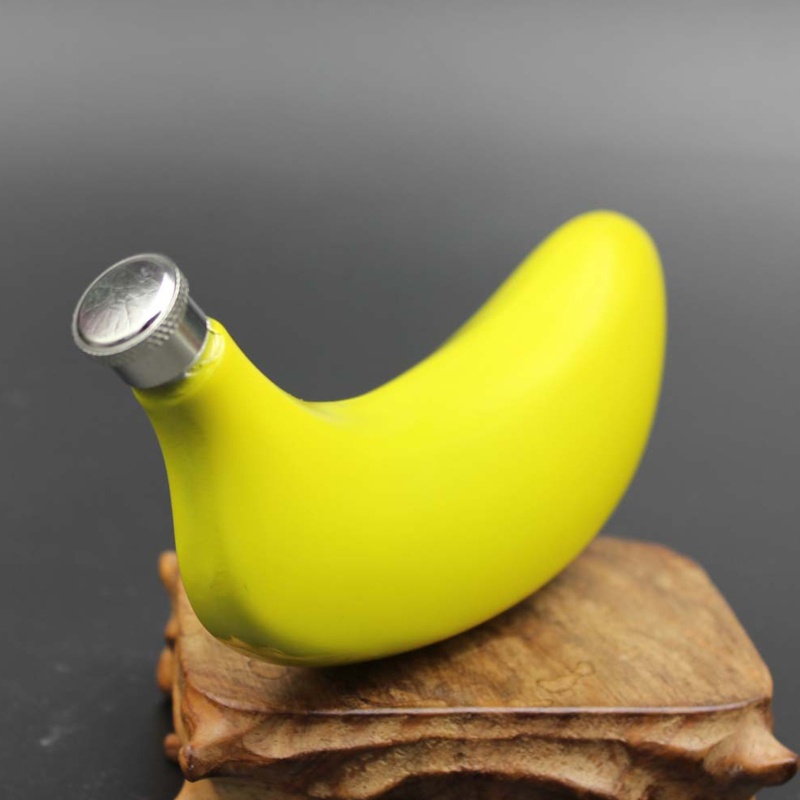 Bình Đựng Rượu 5Oz Bằng Thép Không Gỉ Hình Lá Cờ Chuối Độc Đáo