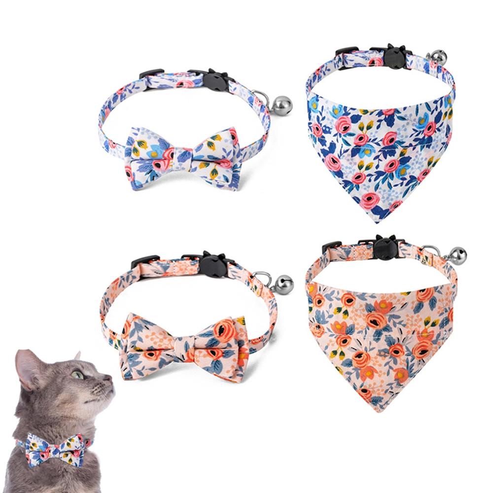 Vòng Cổ Thắt Nơ In Họa Tiết Hoa Tùy Chỉnh An Toàn Cho Mèo Cưng