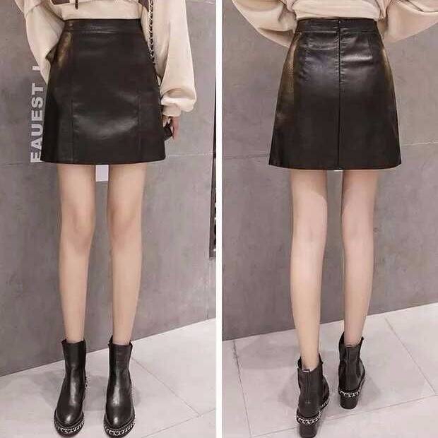 Chân váy da PU lưng cao thời trang mới | BigBuy360 - bigbuy360.vn