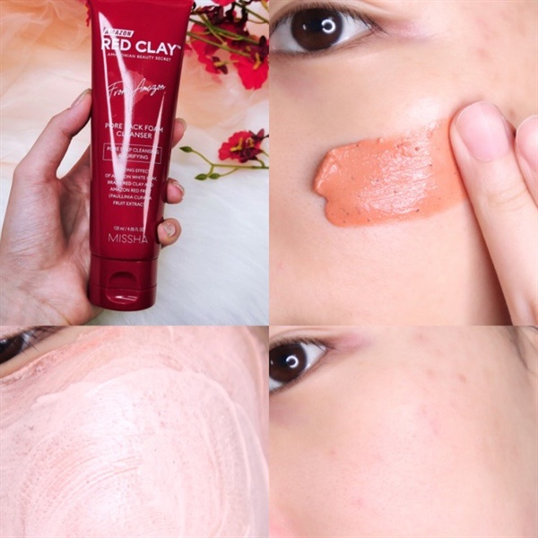 Sữa Rửa Mặt Đất Sét Missha Thu Nhỏ Lỗ Chân Lông  Amazon Red Clay Pore Pack Foam Cleanser 120ml