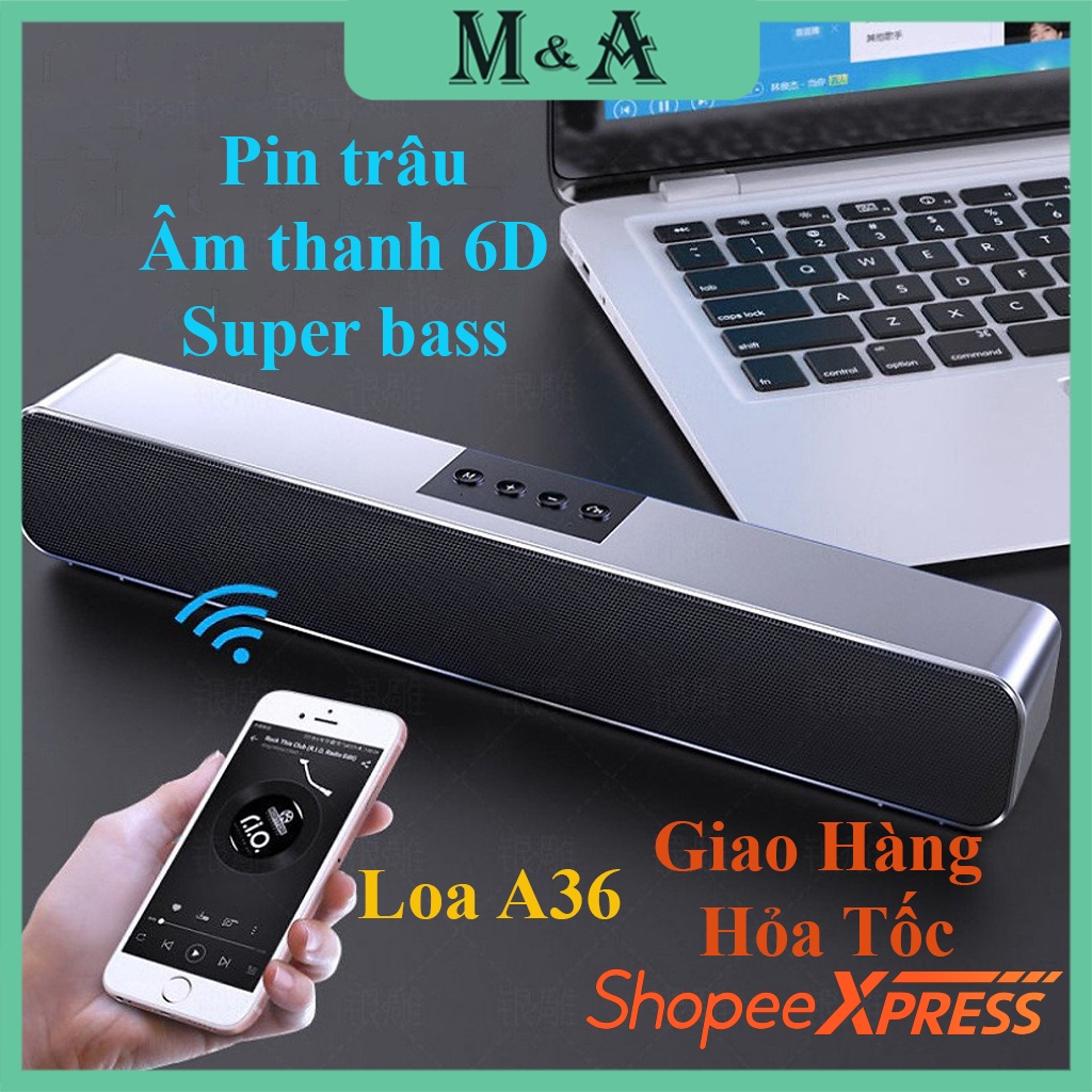 Loa bluetooth loa máy tính Laptop loa vi tính, tivi để bàn A36 Bass cực chất âm thanh sống động siêu chất