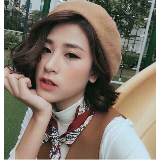 Mũ nồi nữ, mũ beret dạ túi zip loại 1 có dây điều chỉnh phong cách Hàn Quốc
